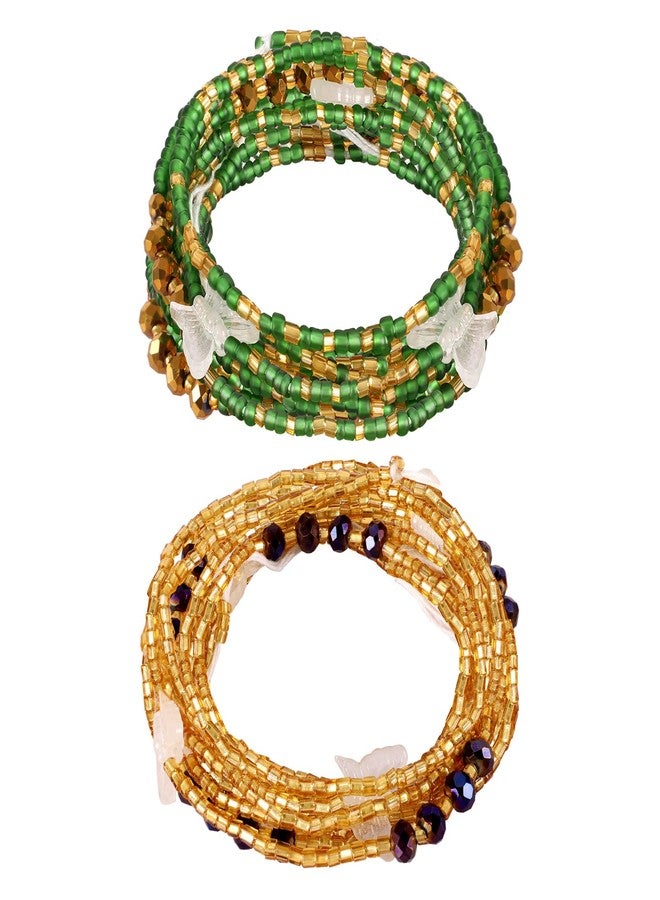 Teniinet 2PCS 50” Handmade African Waist Beads for Women Non-Stretching,Waist Jewelry Body Accessories for Women(Tie-on) - Image 1